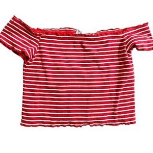 Divided H and M Red Stripped Crop